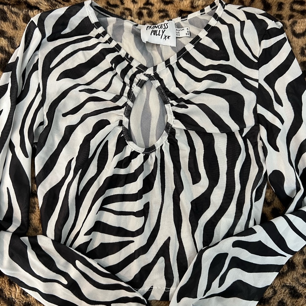 Princess Polly Zebra Sheer Long Sleeve